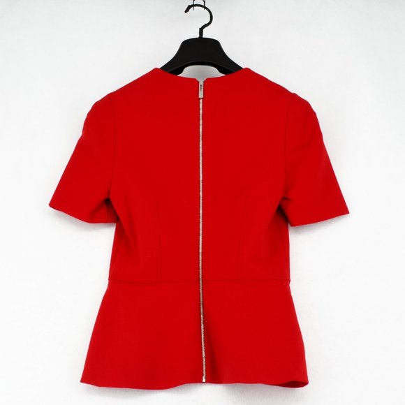 Dion Lee Dress Top Womens Red LAVA Double Wool Short Sleeve Crewneck Size 4 - Picture 2 of 7